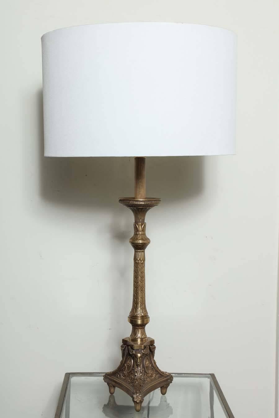 Pair of Empire Cast Table Lamps In Excellent Condition In Valley Stream, NY