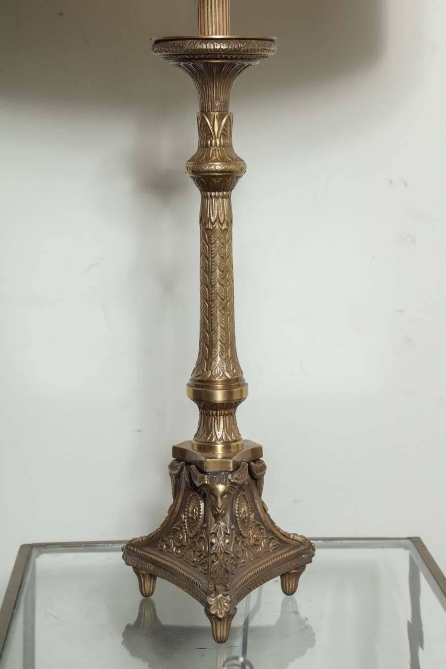 Early 20th Century Pair of Empire Cast Table Lamps