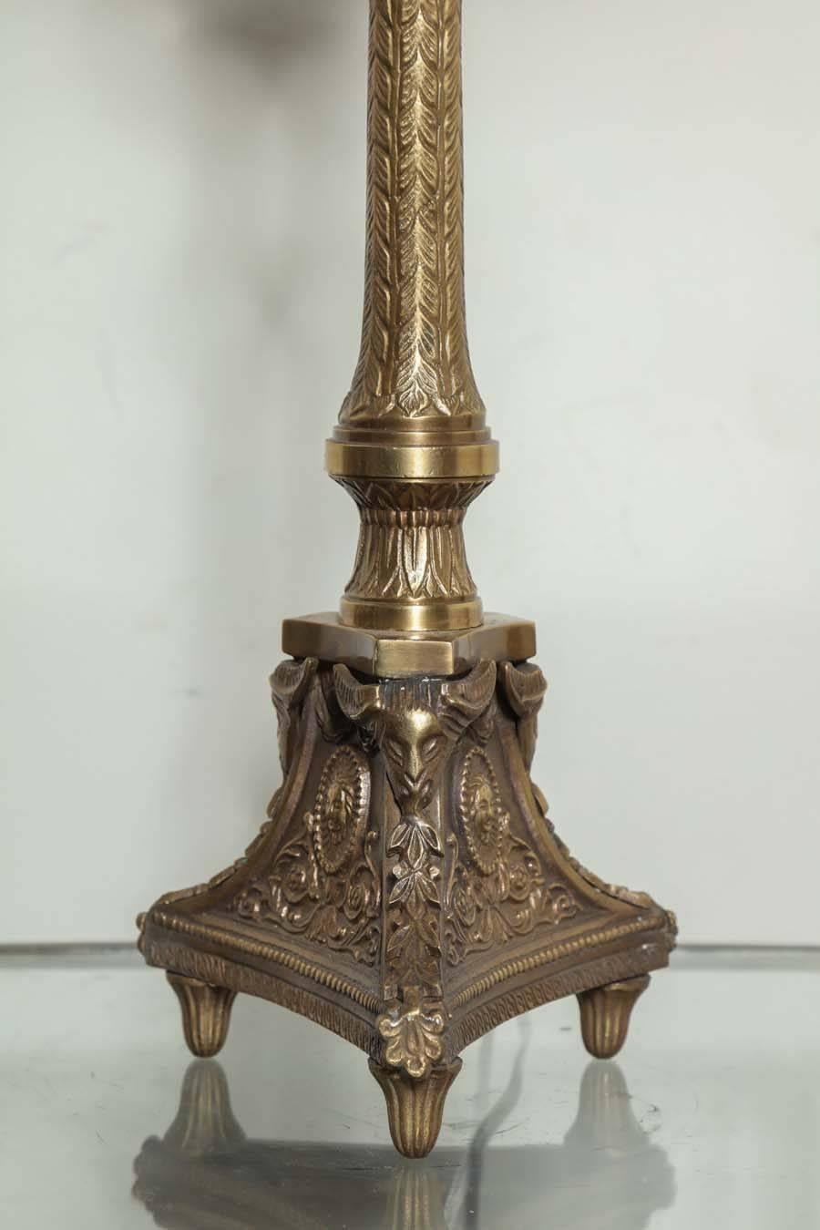 Brass Pair of Empire Cast Table Lamps