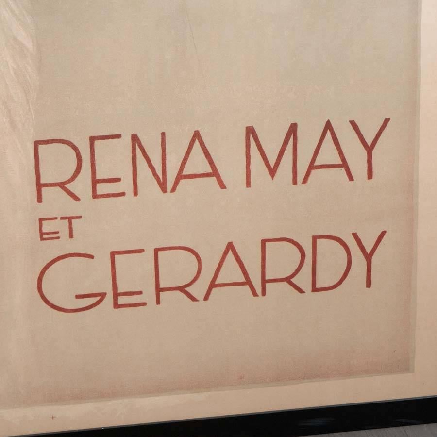 Rare and Important French Art Deco Poster of Rena May Et Gerardy In Excellent Condition In New York, NY