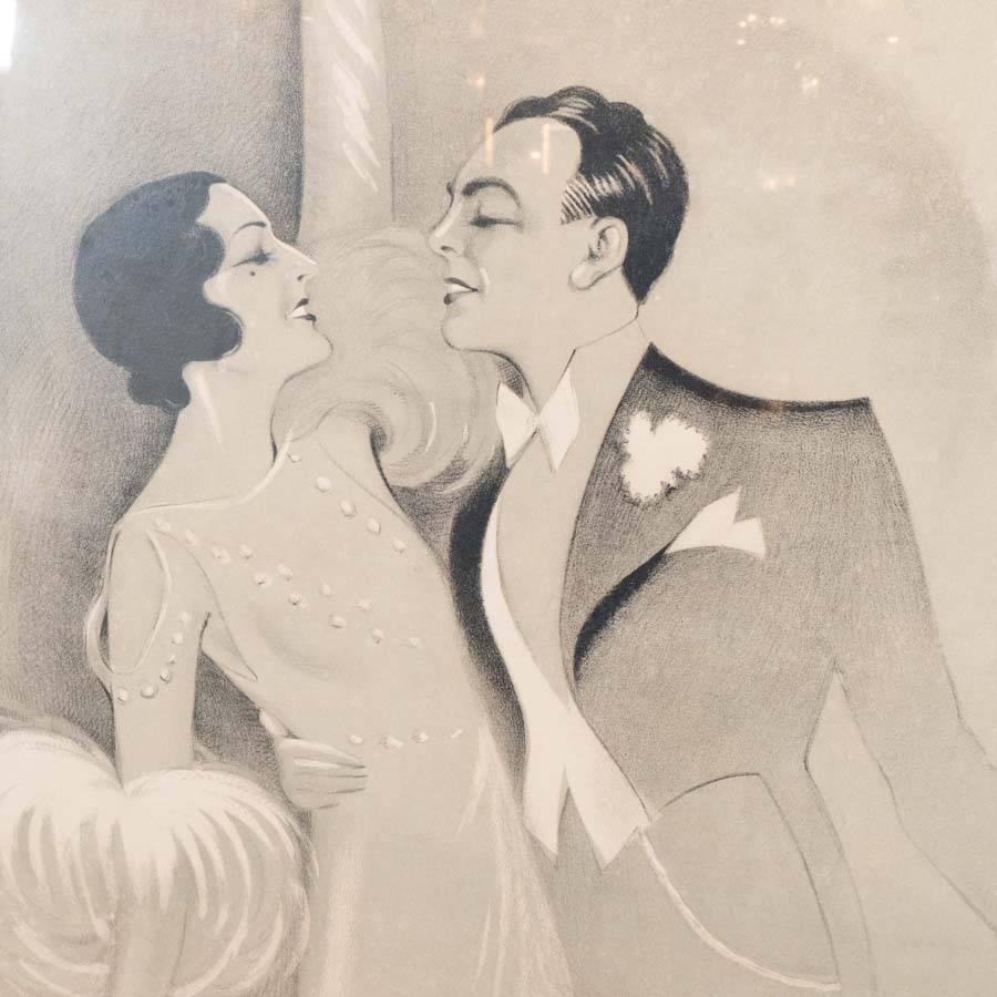 Linen Rare and Important French Art Deco Poster of Rena May Et Gerardy