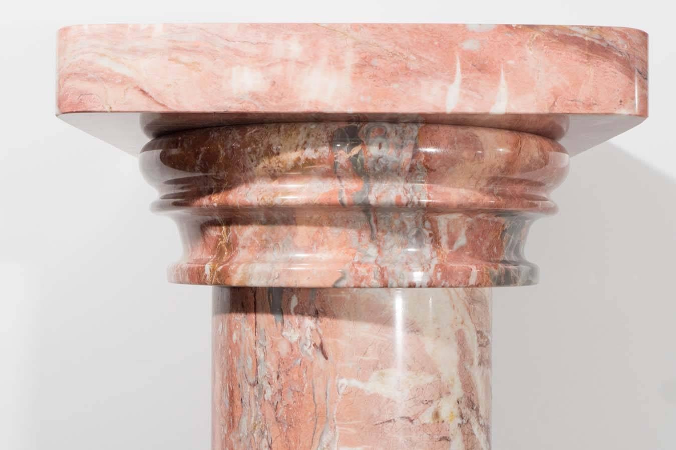 Mid-20th Century Mid-Century Italian Exotic Rose Marble Doric Column Pedestal