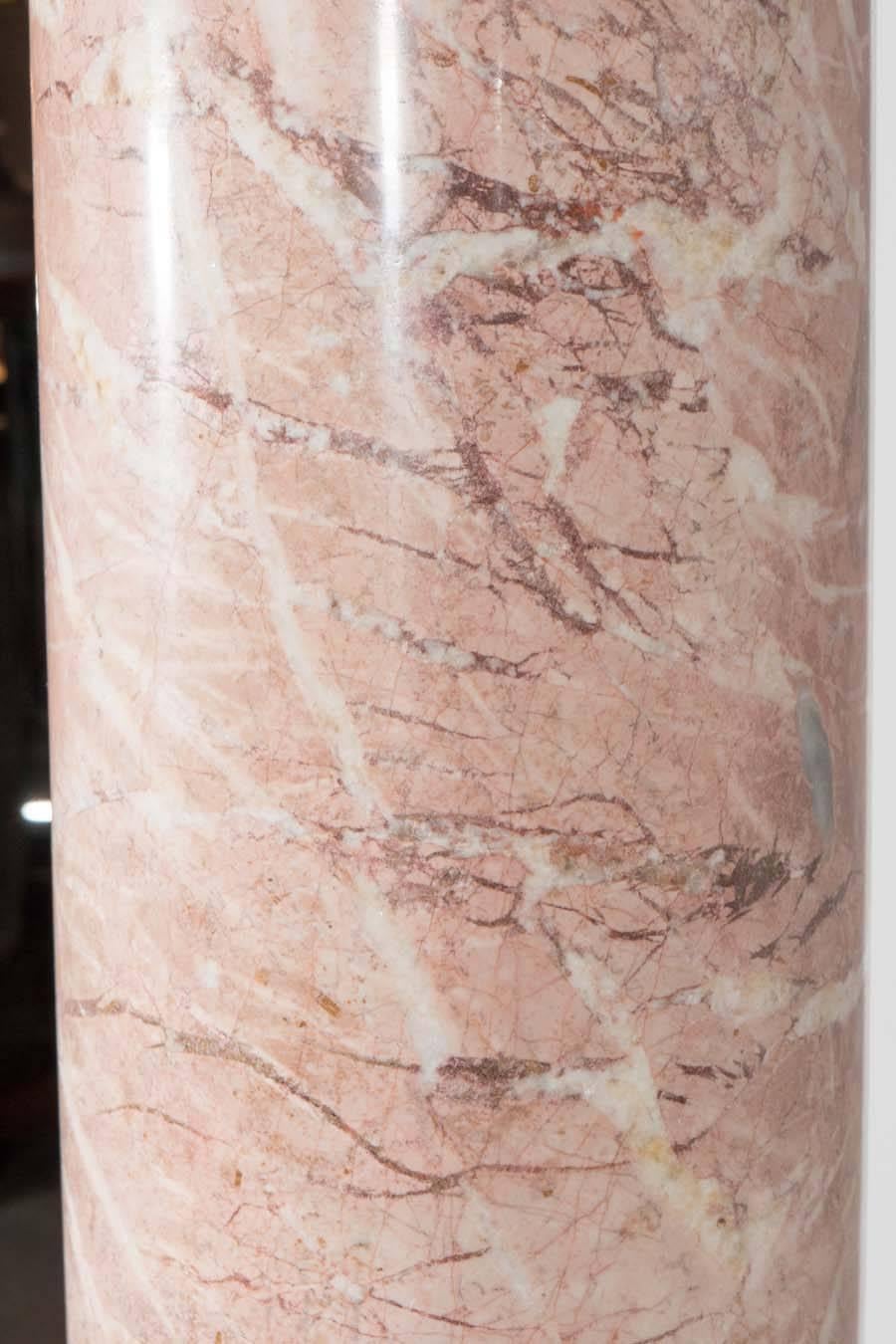 Mid-Century Italian Exotic Rose Marble Doric Column Pedestal 3