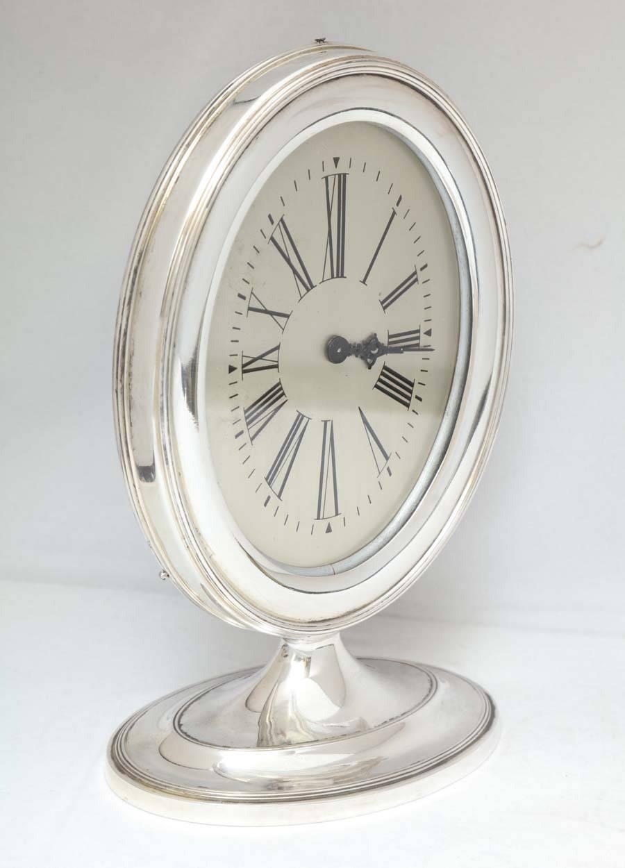 American Art Deco Sterling Silver Mantel/Table Clock