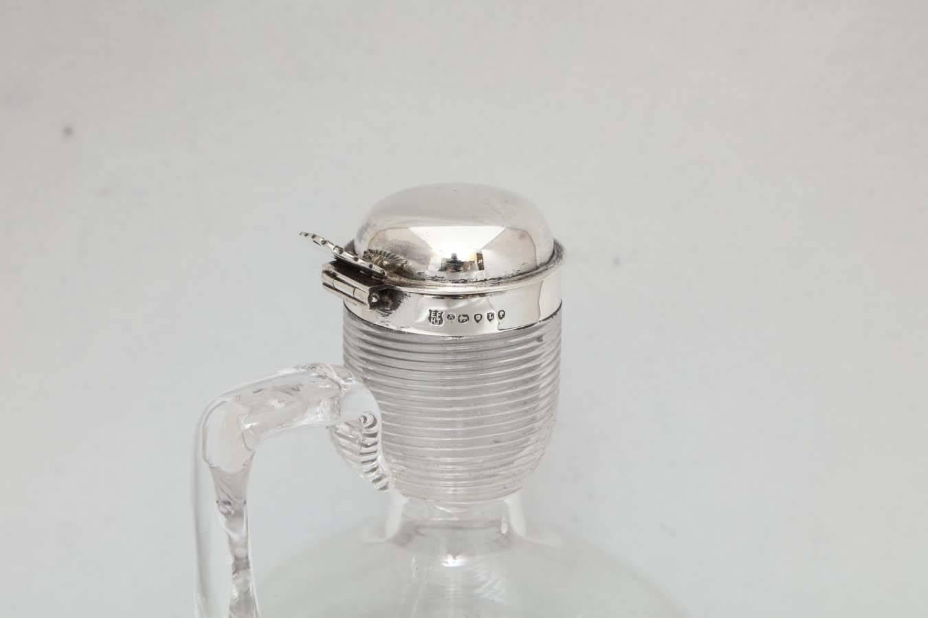 Late 19th Century Unusual Victorian Sterling Silver-Mounted Threaded Glass Claret Jug