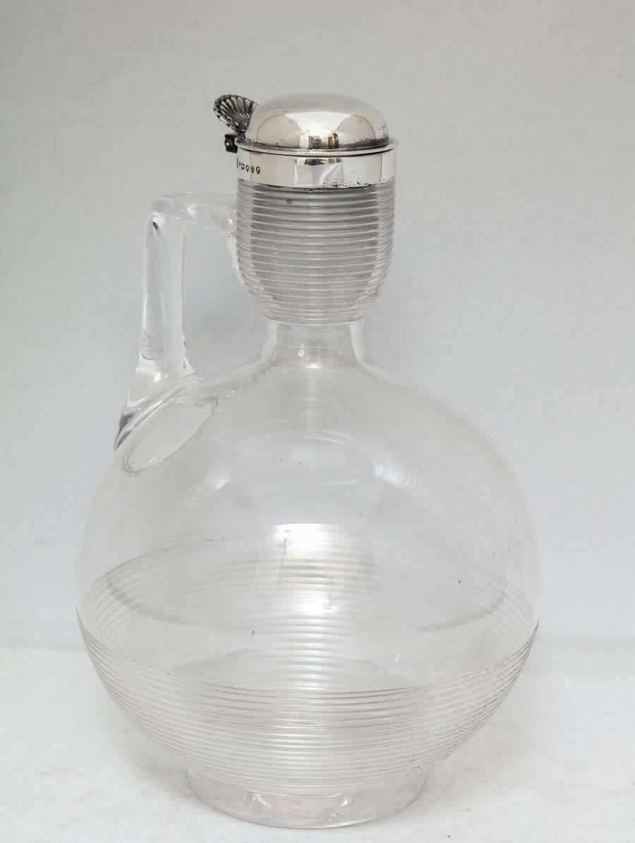 Unusual Victorian Sterling Silver-Mounted Threaded Glass Claret Jug 1