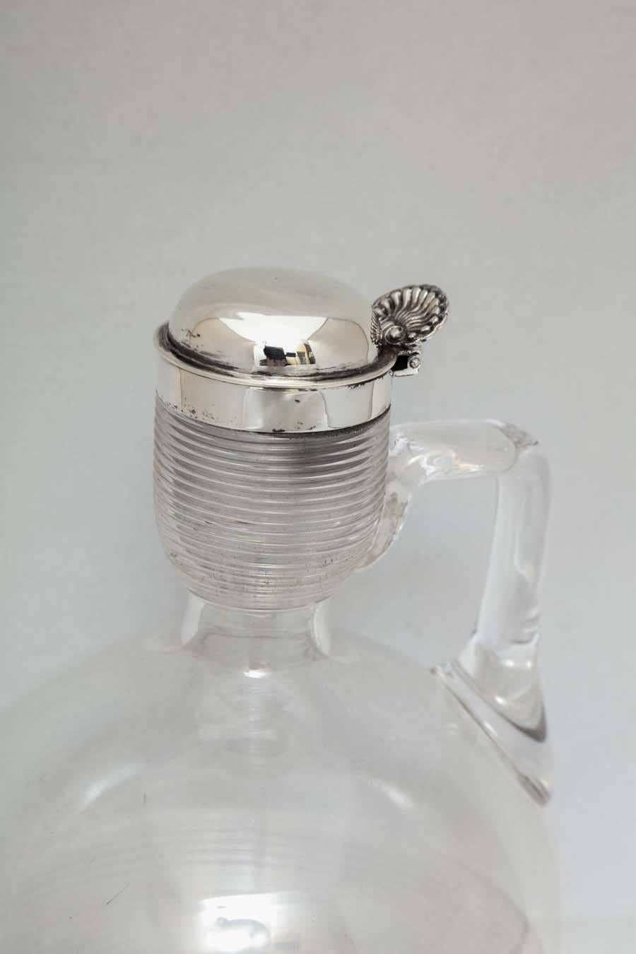 Unusual Victorian Sterling Silver-Mounted Threaded Glass Claret Jug 2