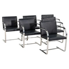 Chaise de bar Brno Mies van der Rohe des années 1960 en acier inoxydable poli avec cuir