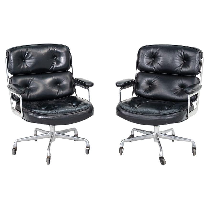 1968 Herman Miller Eames Time Life Executive Desk Chairs in Leather, 5-Star Base