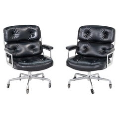 1968 Herman Miller Eames Time Life Executive Desk Chairs in Leather, 5-Star Base