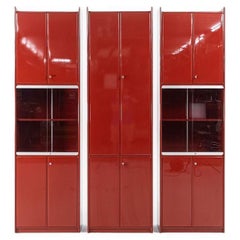 1970s B&B Italia Olinto Lacquered Cabinet w/ Glass Shelving by Kazuhide Takahama