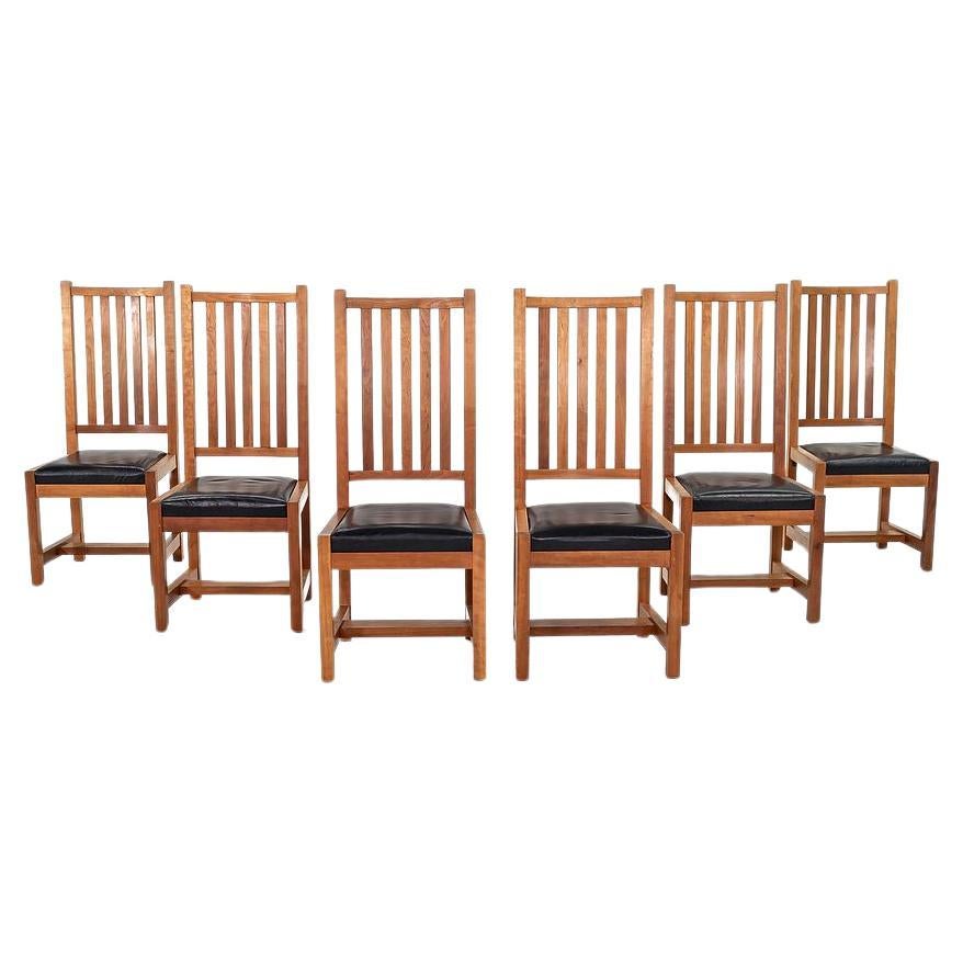 1990 Thomas Moser Slatted Mission-Style Dining Chairs in Cherry Hardwood w/ Seat For Sale