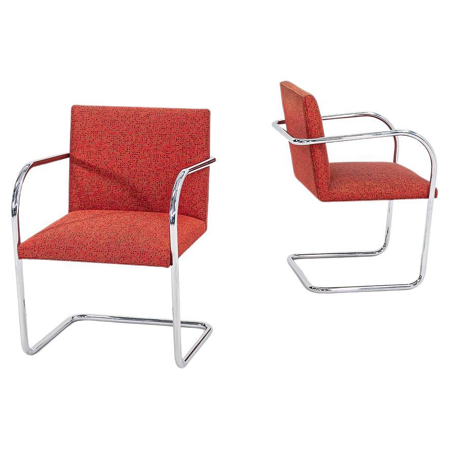 2007 Mies van der Rohe per Knoll Sedie da pranzo tubolari Brno in tessuto a fantasia