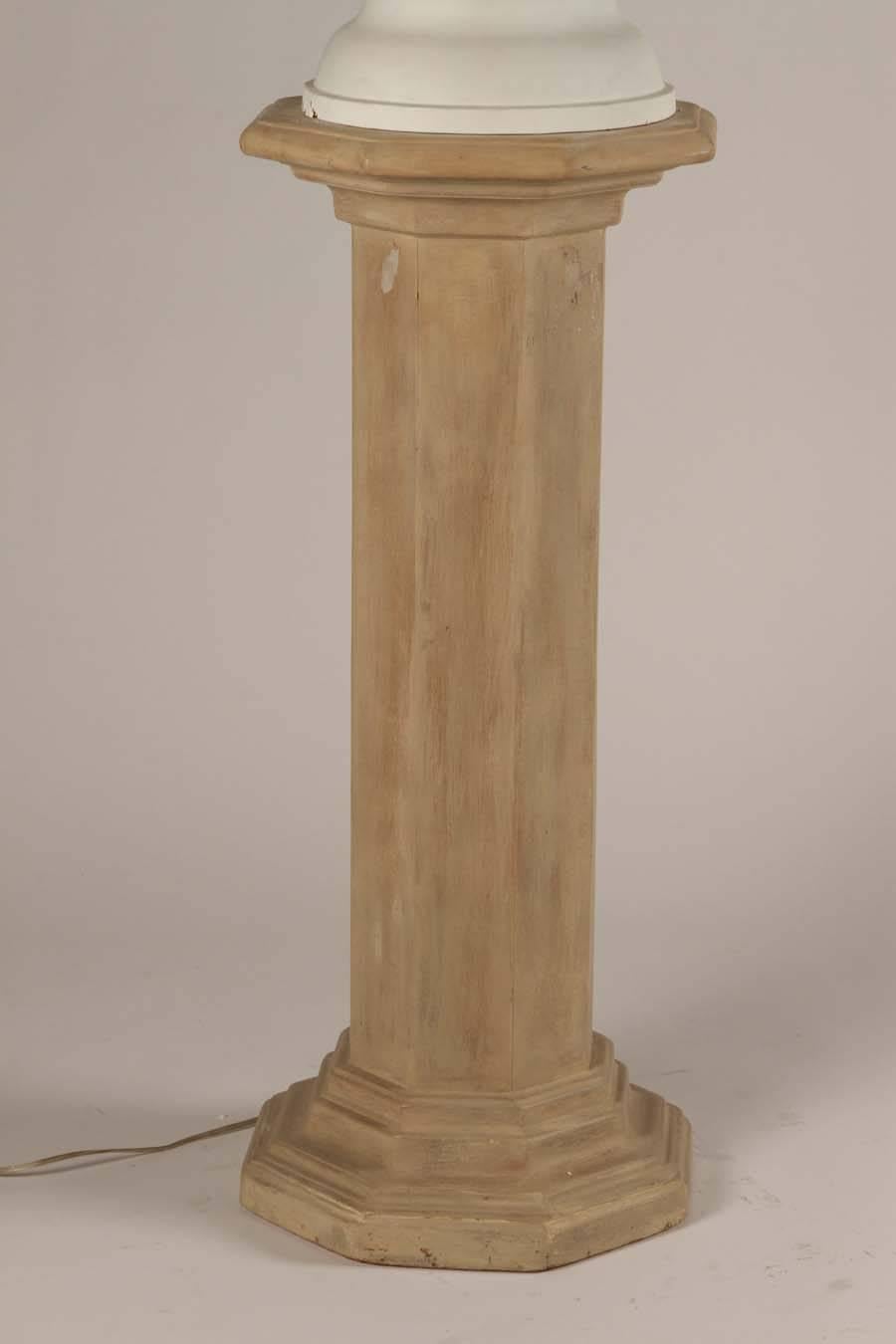 Plaster Pair of Urns on Columns Light Fixtures For Sale