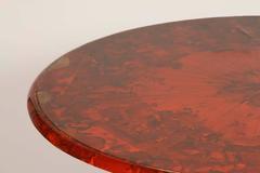 French 1940s Red Lacquered Table with Metal Base