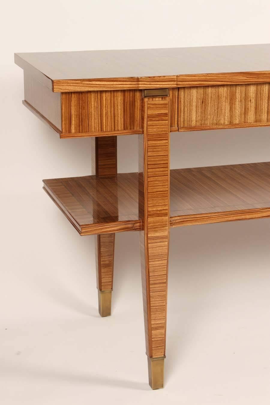 American Zebra Wood Console For Sale