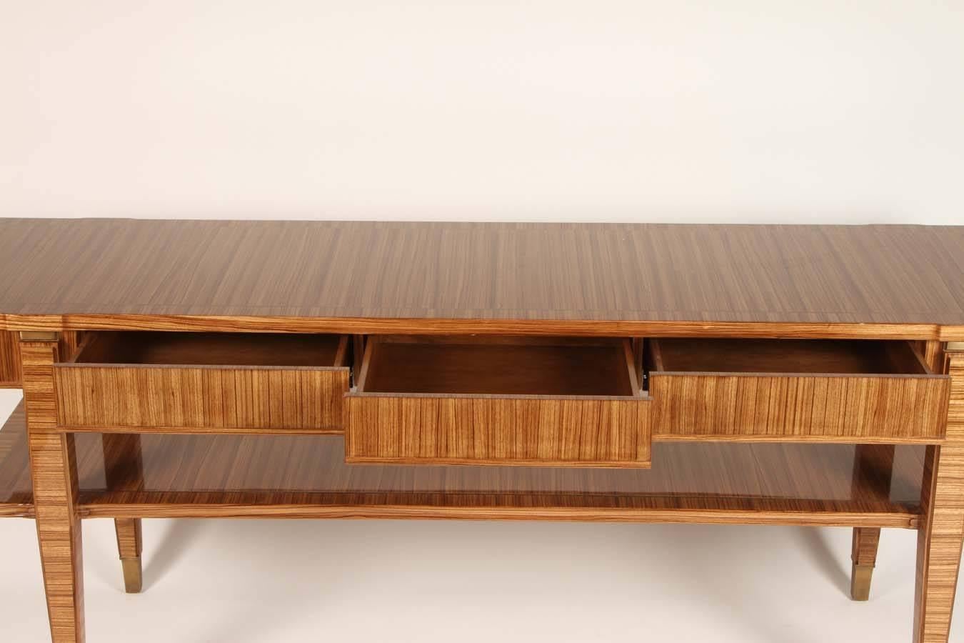 Zebra Wood Console For Sale 1
