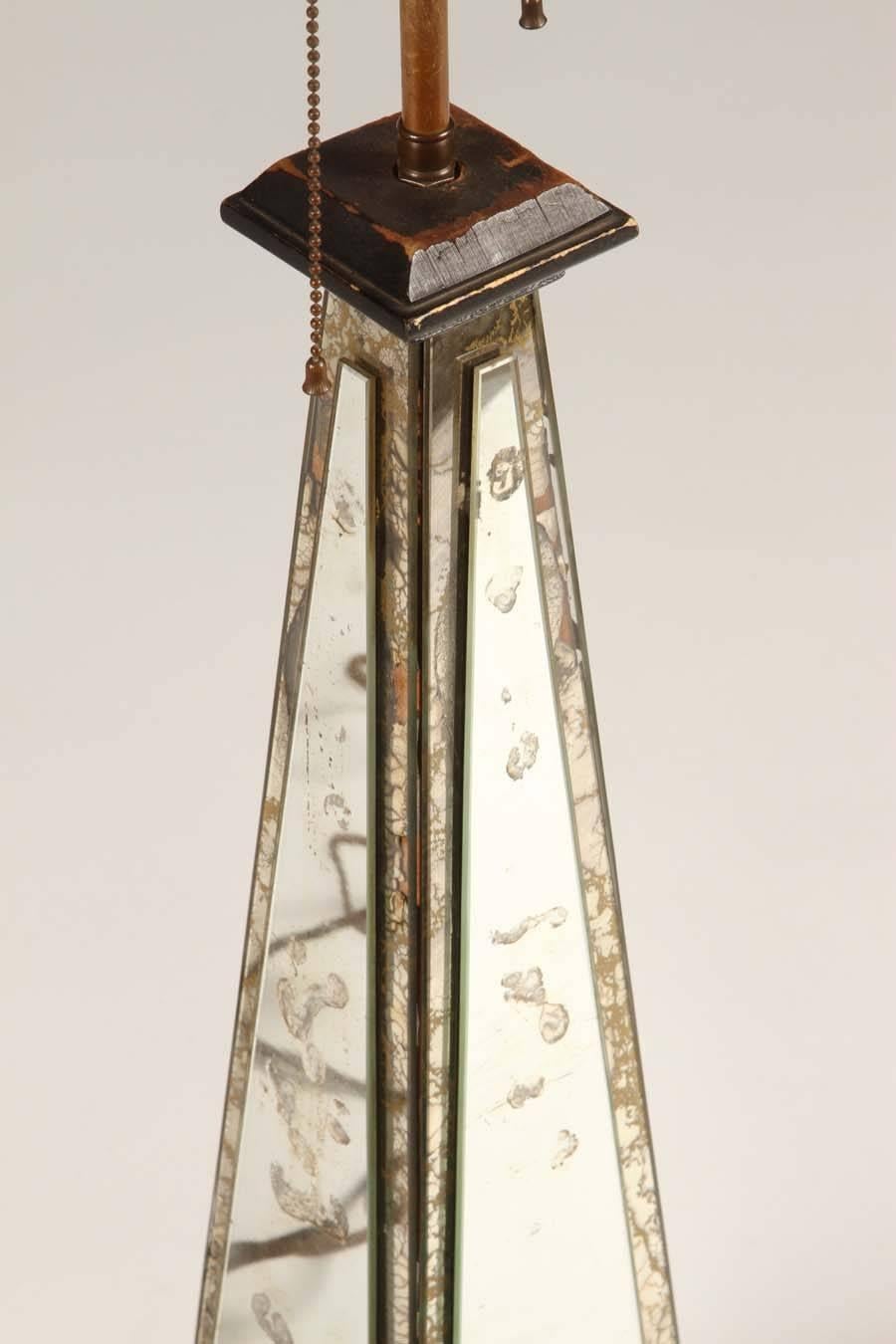 Pair of Mirrored Obelisk Form Table Lamps For Sale 4