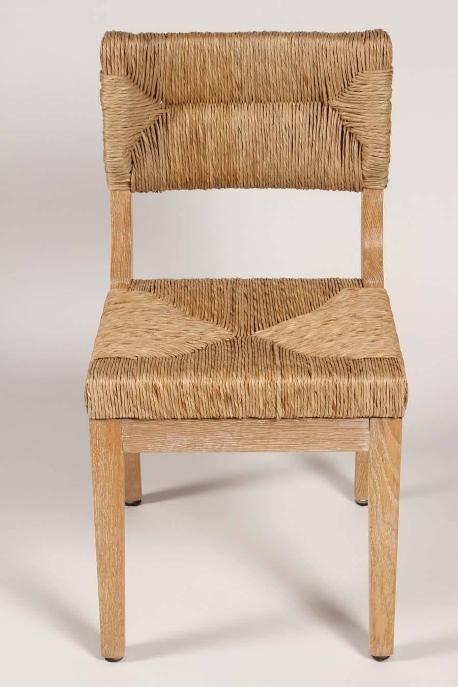 Set of Four Italian Dining Chairs with Rush Backs and Seats at 1stDibs