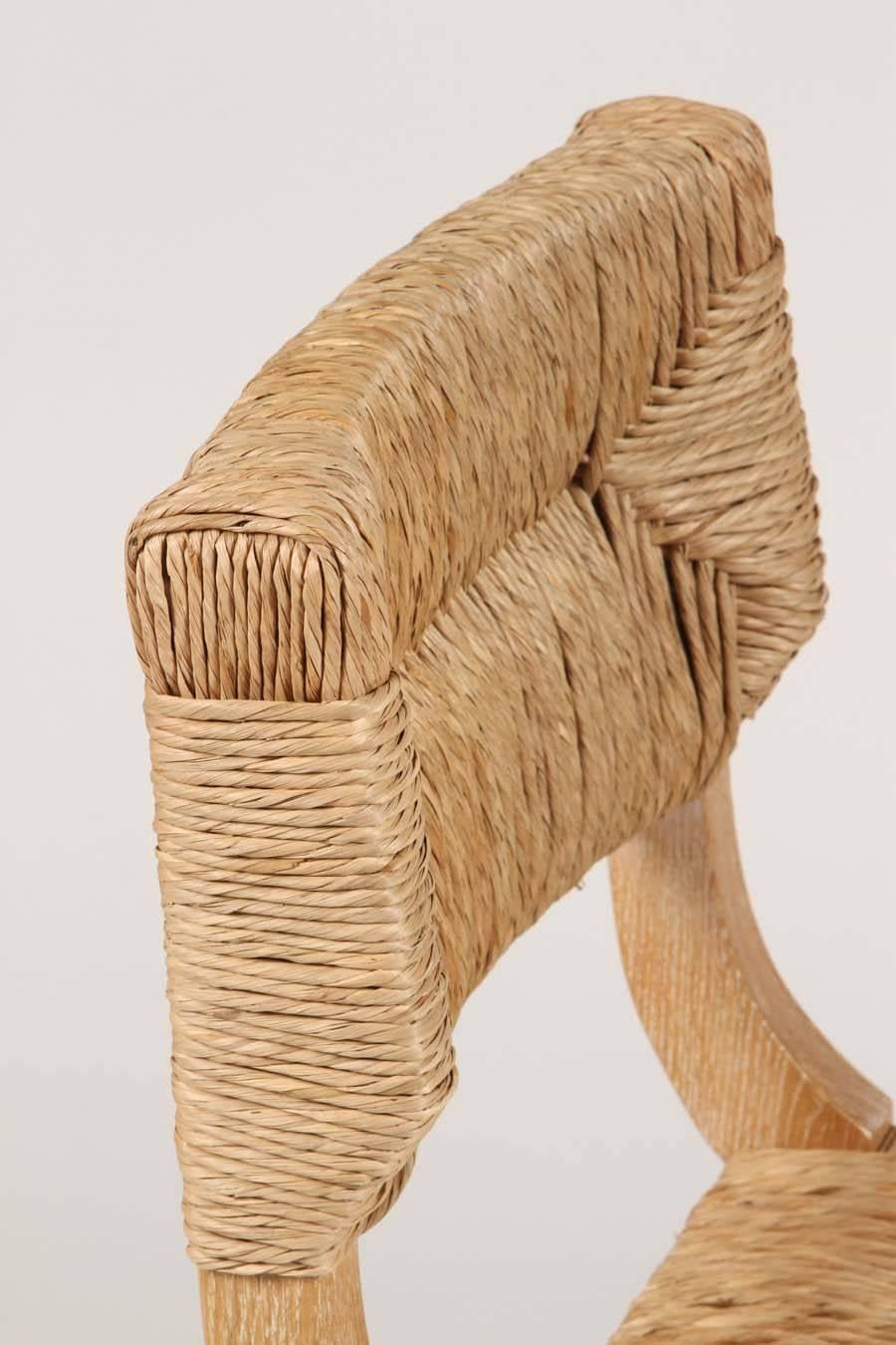 Set of Four Italian Dining Chairs with Rush Backs and Seats at 1stDibs