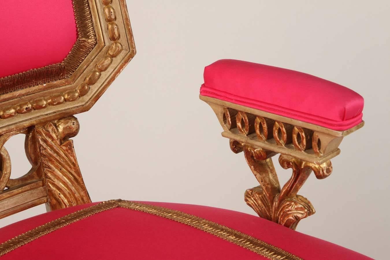 Pair of Baltic Style Giltwood Chairs In Excellent Condition For Sale In Los Angeles, CA