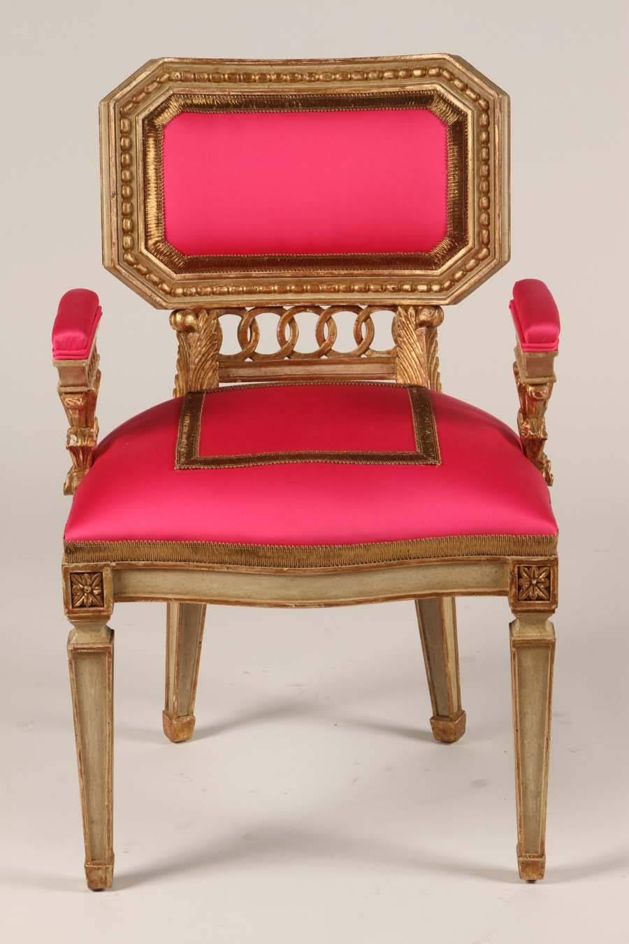 Wood Pair of Baltic Style Giltwood Chairs For Sale