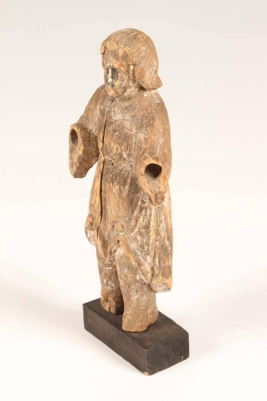 Wood Early 19th Century Spanish Santo on Stand For Sale