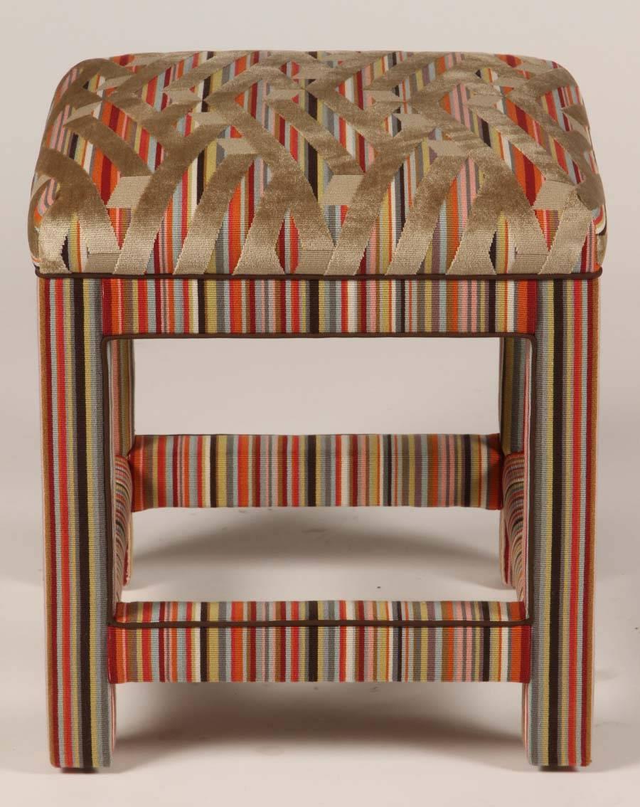 Fabric Pair of Custom Upholstered Benches