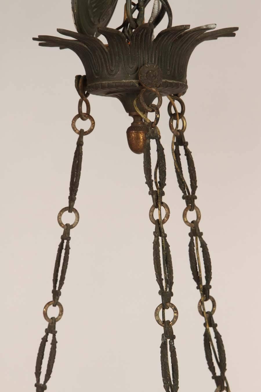 19th Century Bronze French Empire Style Chandelier For Sale