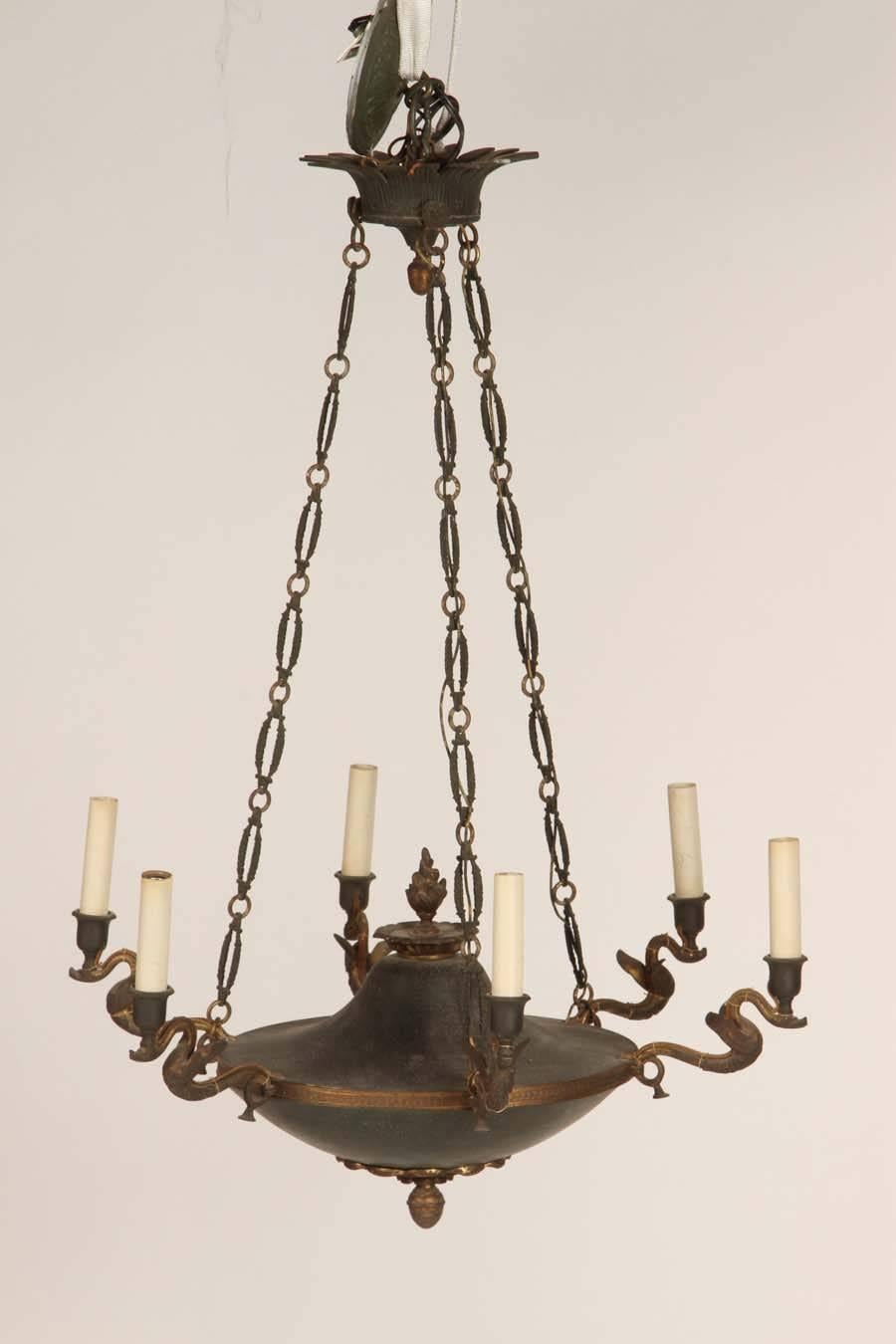 Bronze French Empire Style Chandelier For Sale 4