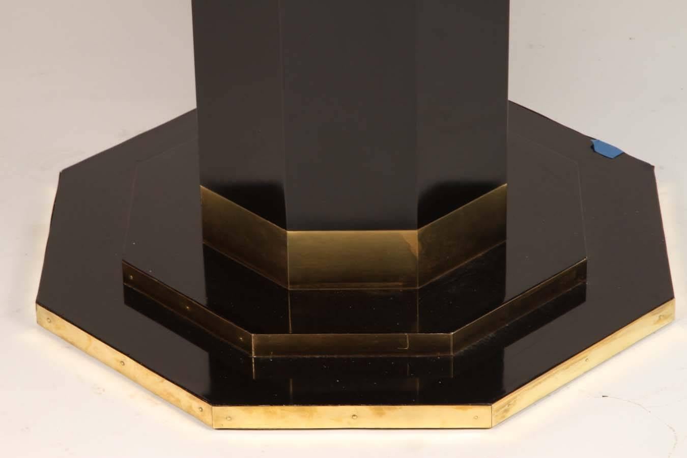 French Brass and Black Lacquered Center Table by Jean Claude Mahey, circa 1970