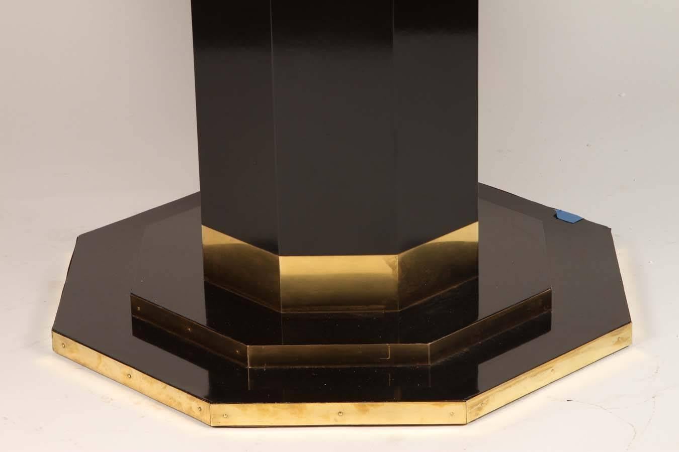 Brass and Black Lacquered Center Table by Jean Claude Mahey, circa 1970 2