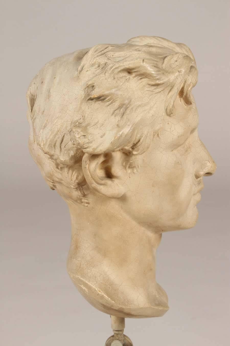20th Century Plaster Bust of a Man on Stand