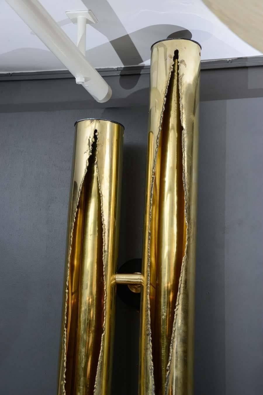 Mid-Century Modern Exceptional Set of Ten Brass Wall Sconces For Sale