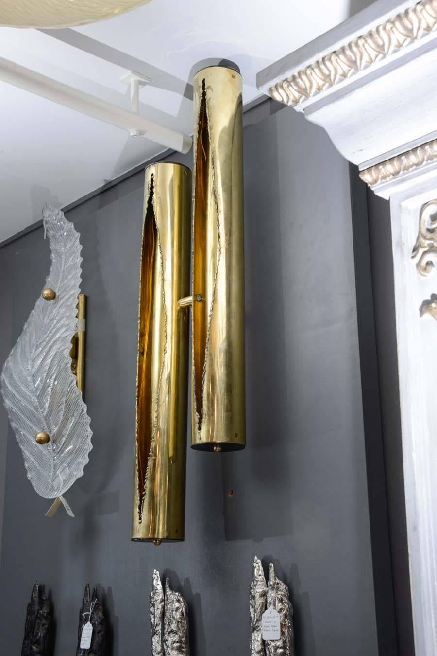 Late 20th Century Exceptional Set of Ten Brass Wall Sconces For Sale