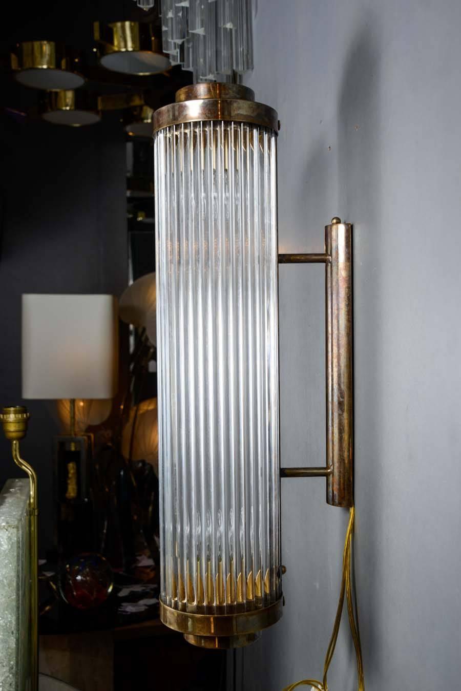 Set of Height Brass and Glass Rods Wall Sconces at 1stdibs