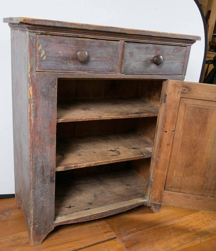 Mid-19th Century 19th Century Blue Painted Pine Country Cupboard