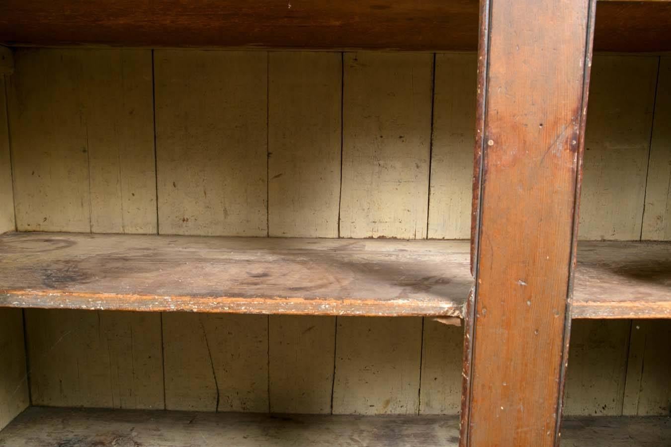 19th Century Two-Door Country Cupboard in Old Brown Wash For Sale 1
