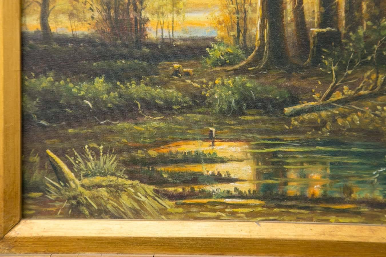 Early 20th Century Landscape Painting in Ornate Period Frame In Excellent Condition For Sale In Woodbury, CT