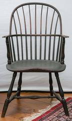 Philadelphia Knuckle Arm Windsor Chair in Old Green Paint, circa 1790