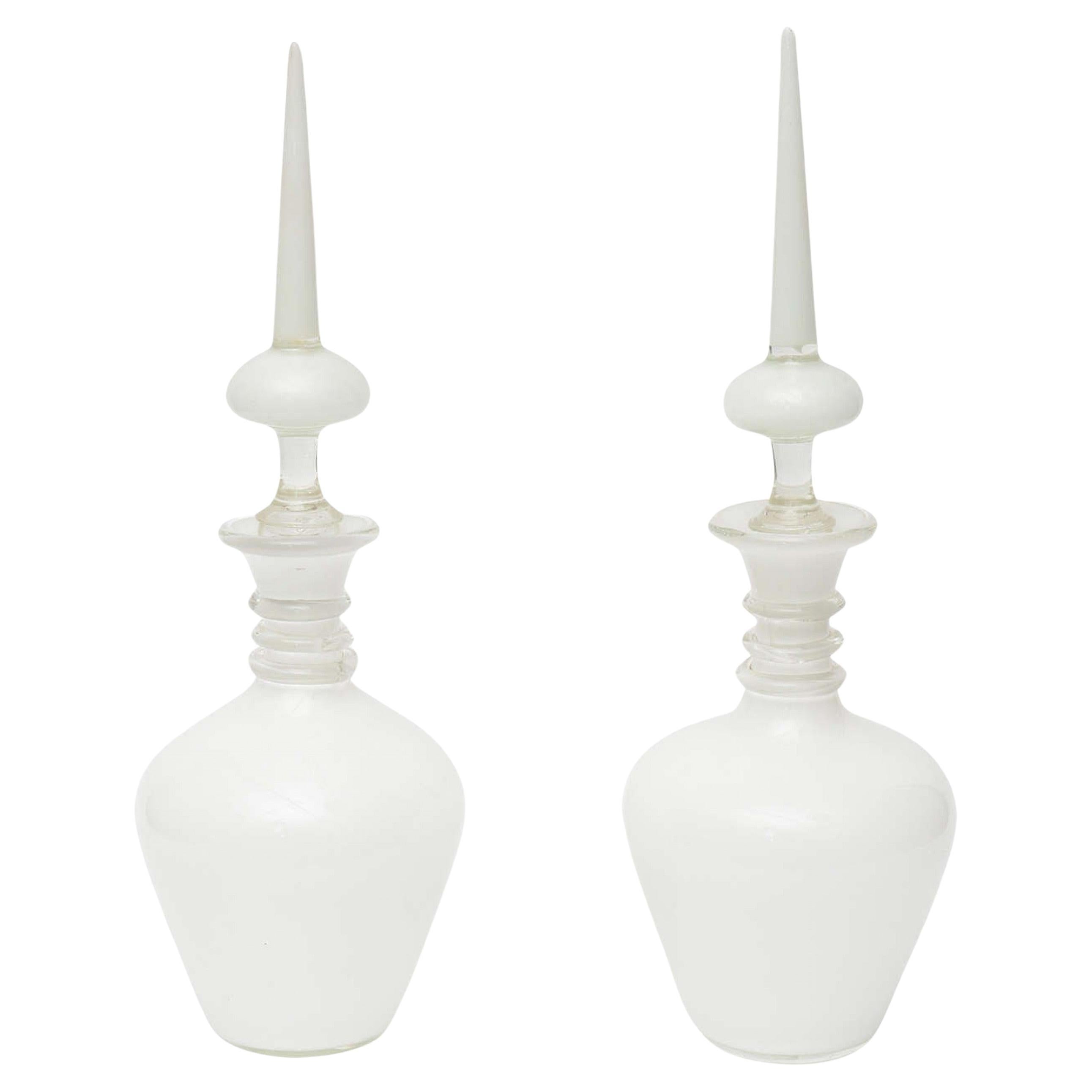 Fine Pair Italian Glass Decanters, Seguso, Murano