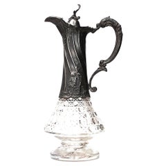 French Victorian Crystal and Pewter Decanter