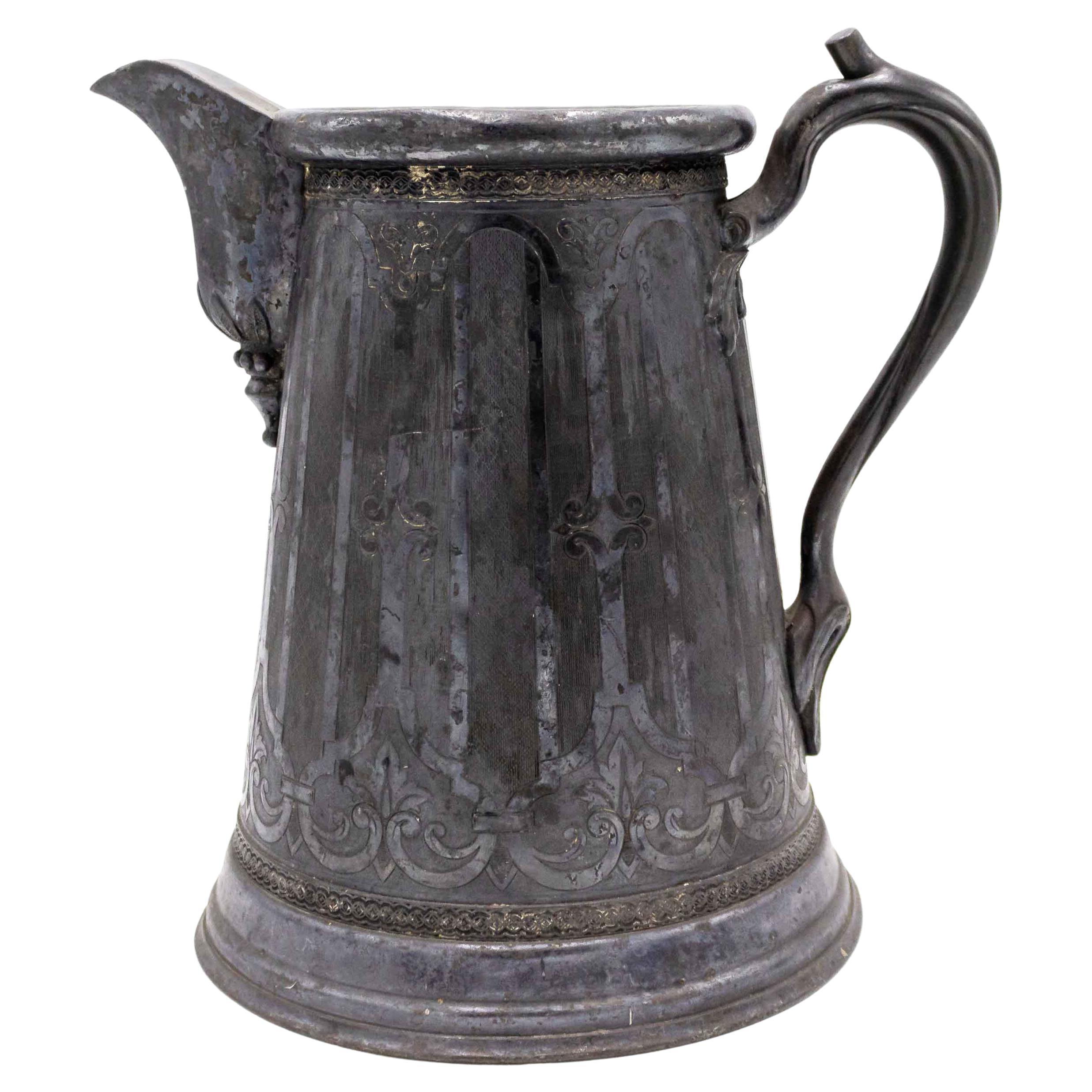 English Renaissance Style Pewter Pitcher