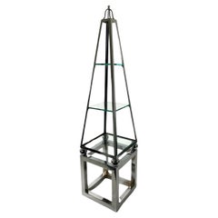 Italienische Moderne Polierte Chrom Obelisk Form Etagere