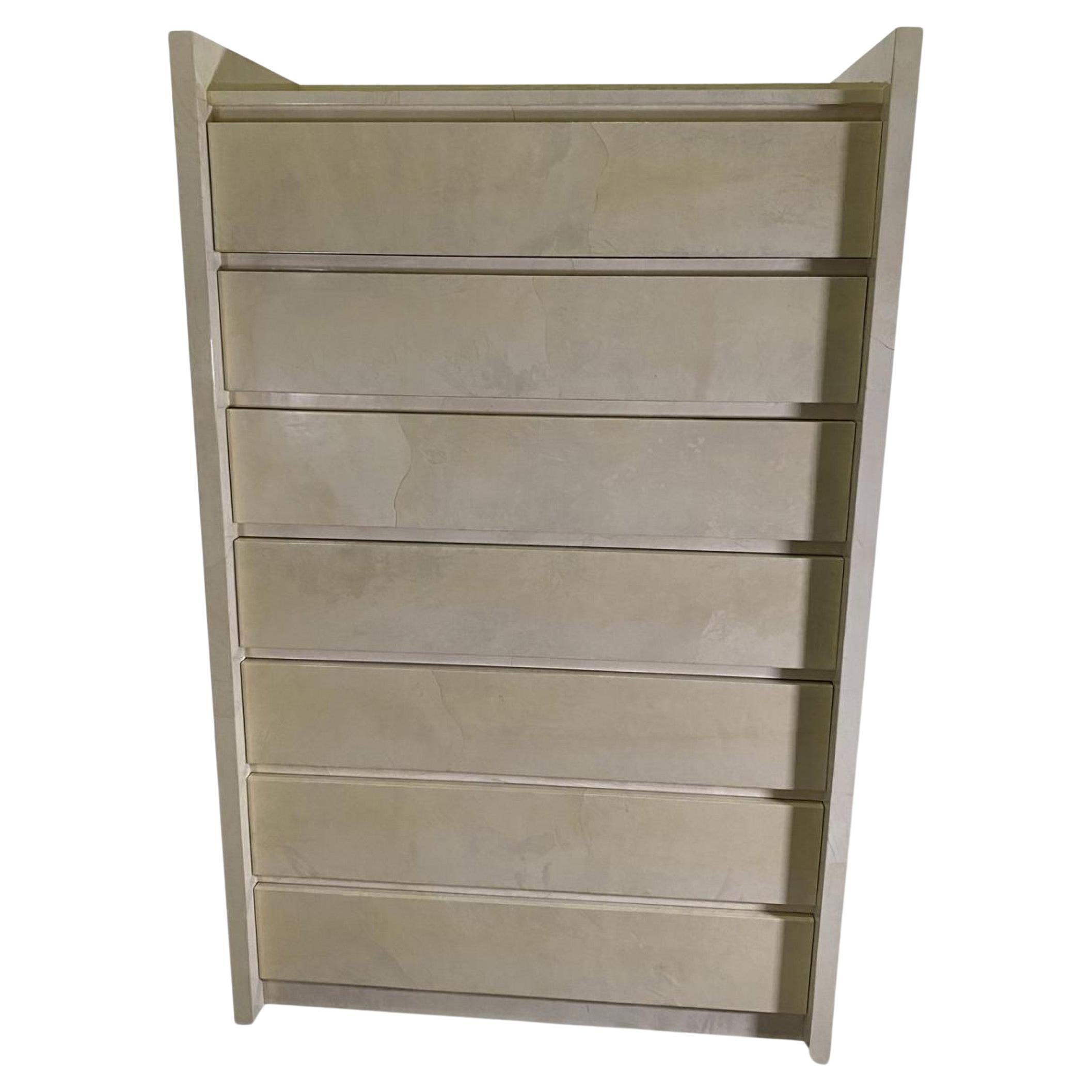 Rare American Modern Goatskin Highboy, Semanier, Karl Springer
