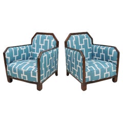 Paire de fauteuils club Art Déco en bois de rose, France, Paul Follot