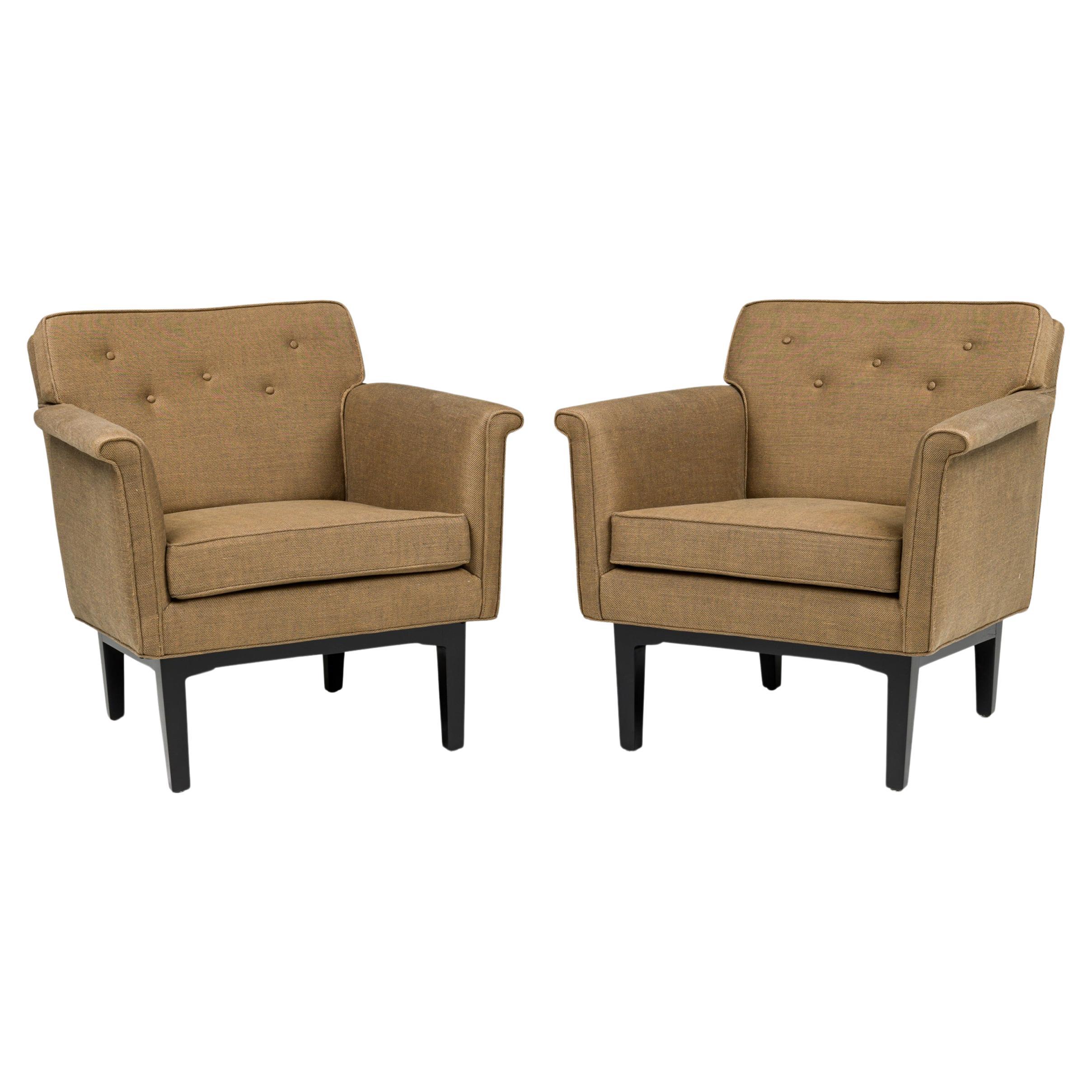 Edward Wormley for Dunbar Mid-Century Lounge Chairs, Ebonized Base