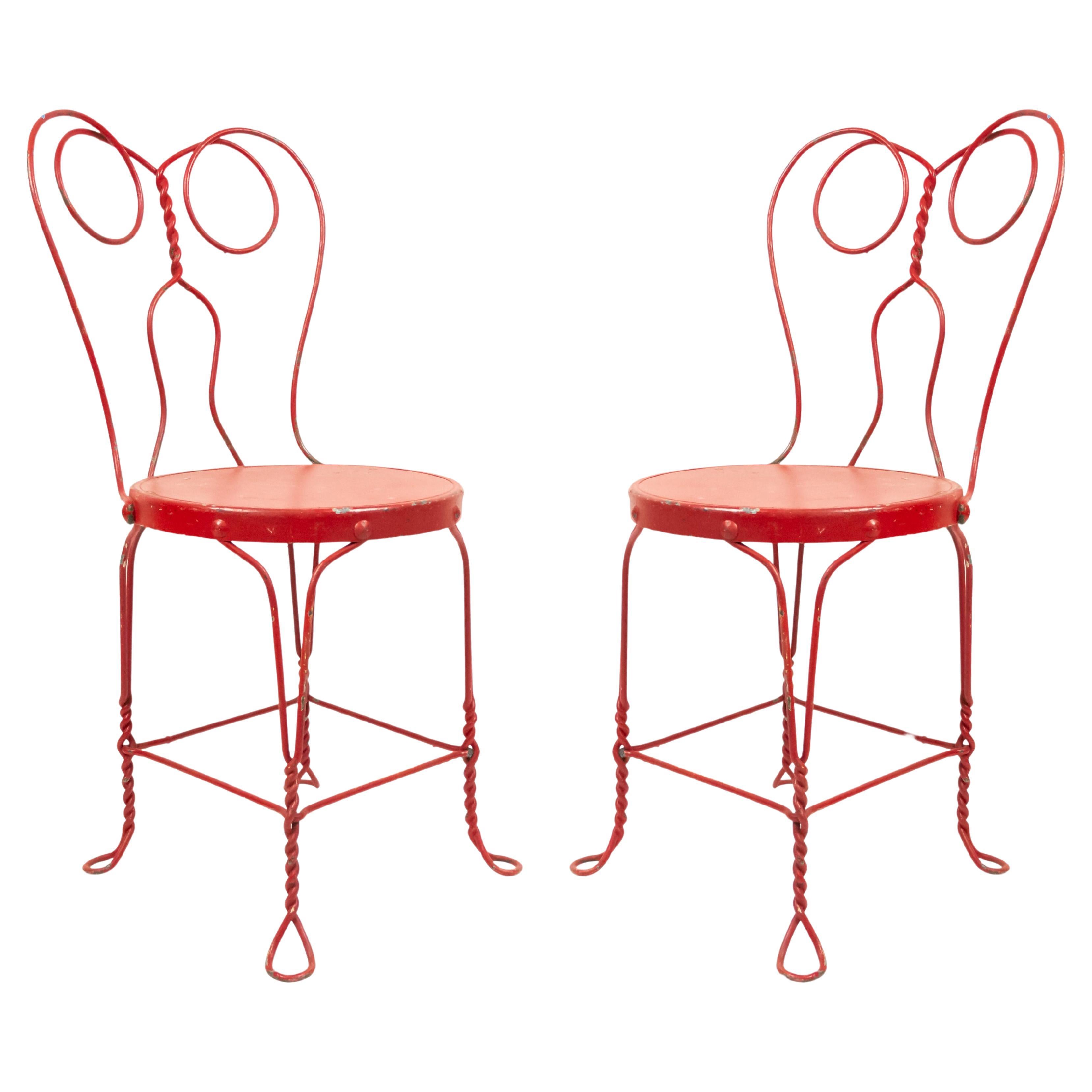Victorian Outdoor Painted Wire Side Chair, Shaped Back, Good Condition