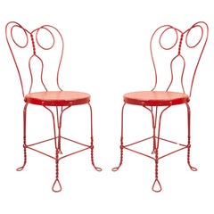 Victorian Outdoor Painted Wire Side Chair, Shaped Back, Good Condition