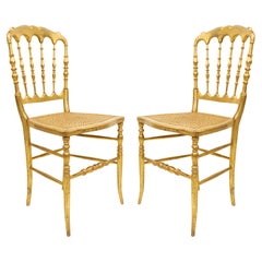 French Victorian Giltwood Ballroom Chair with Cane Seat, 20th Century